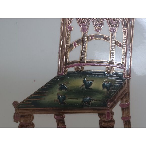 Unusual Plate Chair Motif by Oriental Accent Heavy 10.5" Classic Asian Decor - Picture 10 of 13